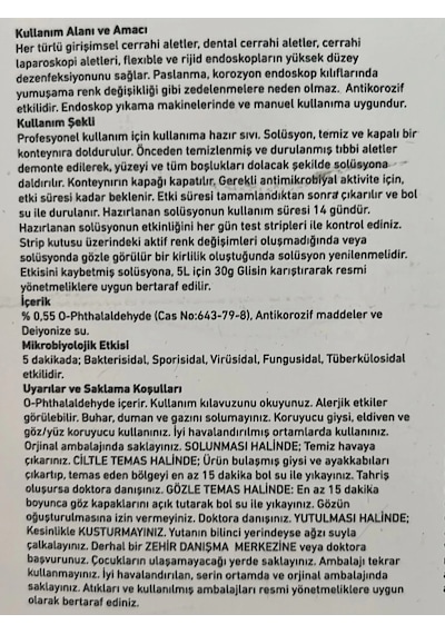 Opa Tıbbi Cihaz Ve Endoskop Dezenfektanı 5 L