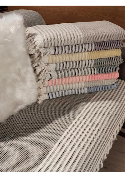 Pamuklu Kaymaz Hasır Dokuma Maxi Boy Kolları Örten Koltuk Örtüsü 180x310 - Çağla