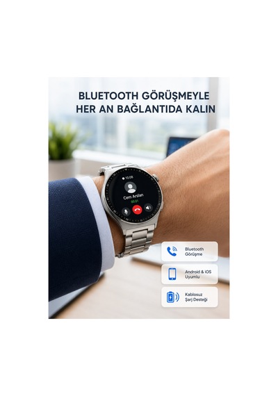 Akıllı Saat Nfc Bluetooth Arama Ve Kablosuz Şarj Özellikli Çok Renkli