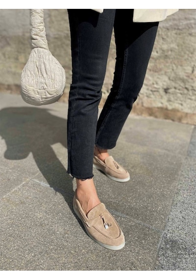 Lou Bisküvi Hakiki Süet Kadın Casual Ayakkabı BİSKÜVİ