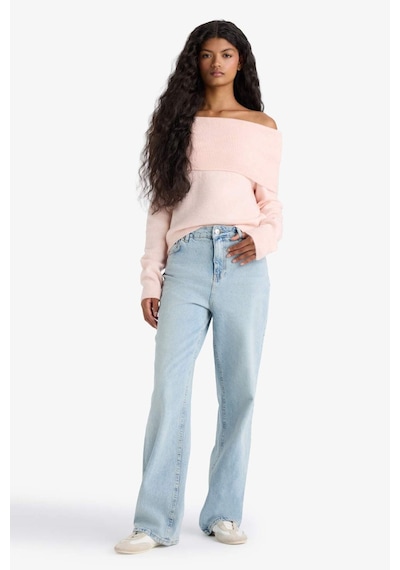 Defacto Regular Fit Omuzu Açık Kazak F3029ax25wnpn41 Pembe