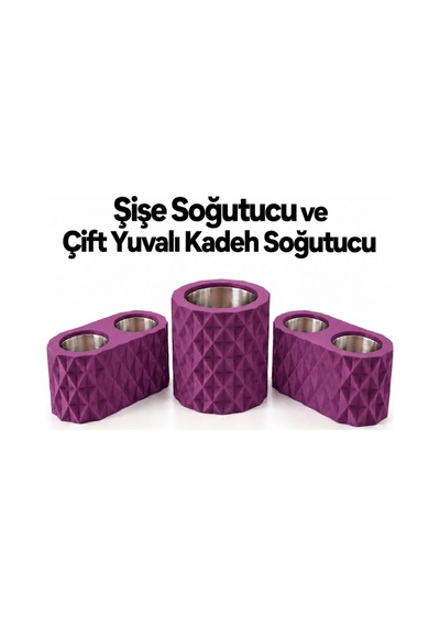 Beyaz Elmas Desenli Şişe Soğutucu Ve 2 Adet Çift Kadeh Yuvalı Ehlikeyf Seti,metal İç Hazneli,termojelli Soğutucu-beyaz