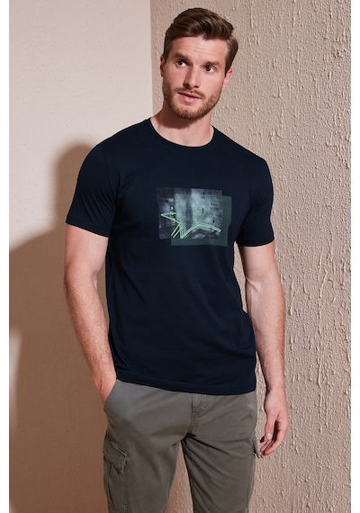 Buratti Pamuklu Slim Fit Bisiklet Yaka Erkek T Shirt 646R8120 Lacivert