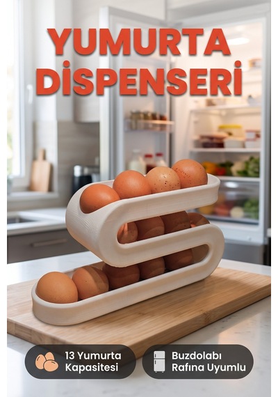 Yumurta Dispenseri Buzdolabı İçi Yumurtalık Organizer 13 Yumurta Kapasiteli Düzenleyici Beyaz