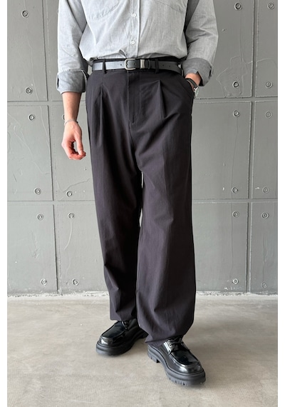 Erkek Baggy Fit Gabardin Kumaş Pantolon Siyah