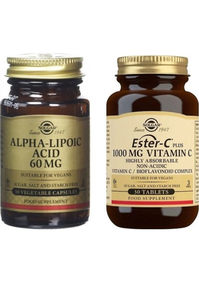 Solgar Alpha Lipoic Acid 60 Mg 30 Tablet+solgar Ester-c Plus 1000mg 30 Tablet