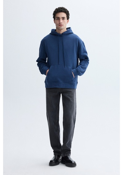 Mudo Erkek Erkek İndigo Kapüşonlu Kanguru Cepli Oversize Sweatshirt 1264811 Indigo