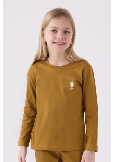 U.s. Polo Assn Kız Çocuk Kahverengi Pijama Takımı Us1668-c-v5 Kahverengi