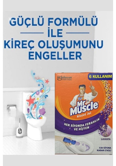 Muscle Klozet Jel Blok, Tuvalet Temizleyici, Lavanta, 36g, 2 Adet