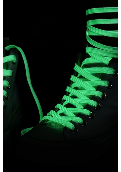 Hapshoe Fosforlu Neon 7 Mm Kalınlığında Yeşil Renk 1 Çift Yassı Spor Ayakkabı Bağcığı