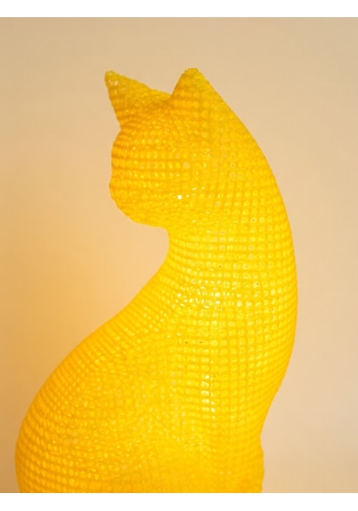 Dekoratif Kedi Figürlü Gece Lambası 3d Yazıcı Baskı Hediyelik Masa Lambası Aydınlatma 23cm Sarı