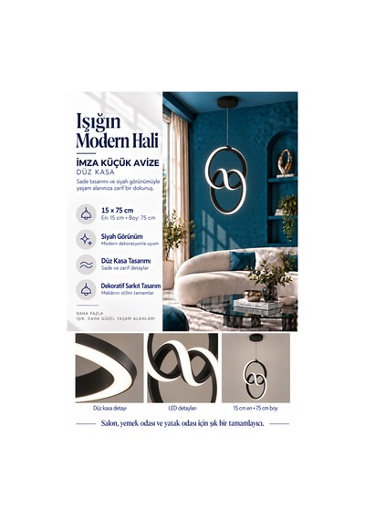 İmza Küçük Modern Ledli Avize 3 Renk Power Ledli Siyah Hol Çocuk Odası Yatak Odası