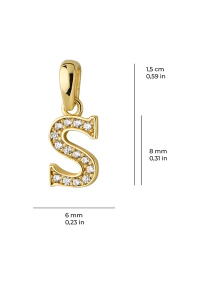 Goldkupe 14 Ayar Altın S Harfi Taşlı Kolye Ucu 0,50 Gr-6348 Altın