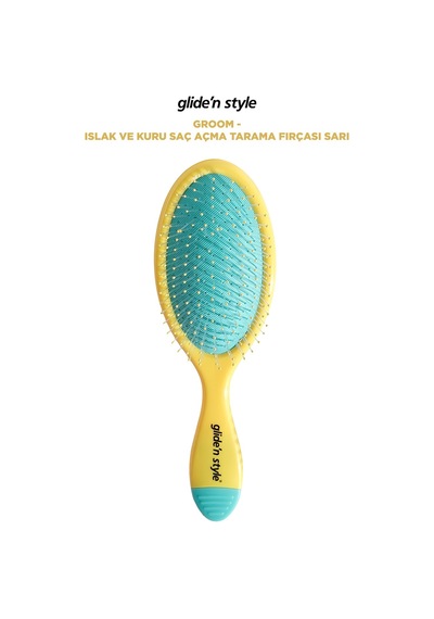Glide'n Style Groom Islak ve Kuru Saç Açma Tarama Fırçası Sarı GS-240