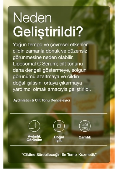 Kiperin Liposomal C Serum | Aydınlatıcı & Cilt Tonu Dengeleyici | Lipozomal C Vitamini, Maca & Meyan | 30mL