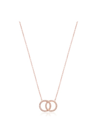 Cosar Silver 925 Ayar Zirkon Taşlı Yuvarlak Desenli Kolye Rose
