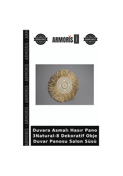Duvara Asmalı Hasır Pano 3natural-8 Dekoratif Obje Duvar Panosu Salon Süsü Çok Renkli