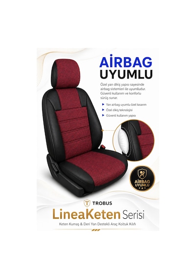 Renault Broadway 1990-2000 Uyumlu Lineaketen Serisi Ortopedik Bordo Siyah Koltuk Kılıfı