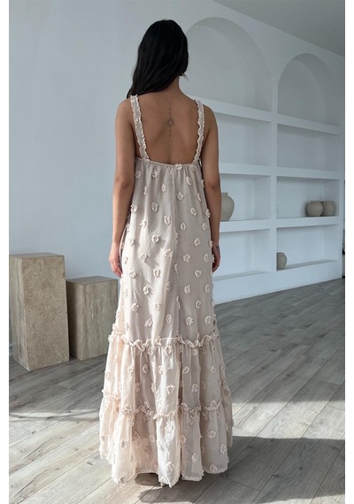 Fashion Cocktail Fırfır Askılı Kumaş Çiçekli Astarlı Maxi Yazlık Bohem Sahil Tatil Elbise Camel Camel Fashion Cocktail Fırfır Askılı Kumaş Çiçekli Astarlı Maxi Yazlık Bohem Sahil Tatil Elbise Camel Camel