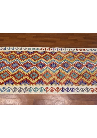 Afgan El Dokuma Yolluk Kilim 100% Yün Kök Boya Çok Renkli