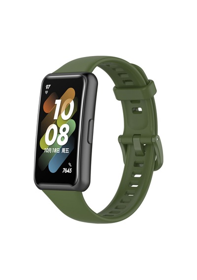 Huawei Band 7 Uyumlu Silikon Kordon Kayış Haki
