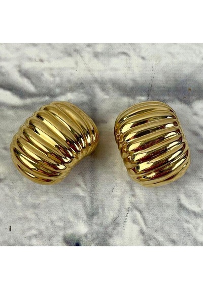 Çelik Tırtıklı Küpe Gold