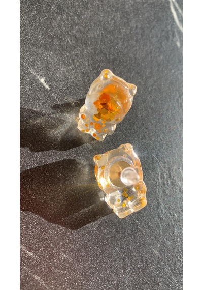 Şeffaf Gold Glitter Süslemeli Su Aygırı Şekil Gold Aksesuarlı Epo Gold
