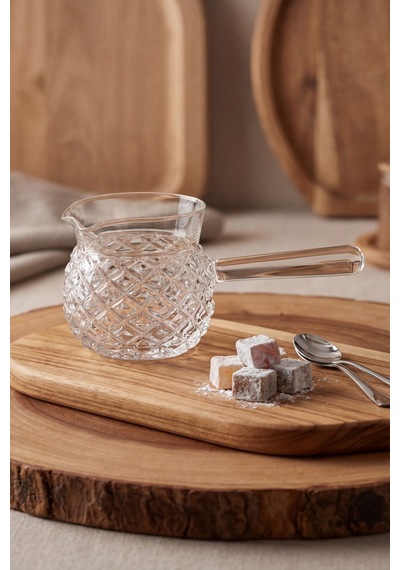 Isıya Dayanıklı Cam Cezve Kristal 400 Ml, 10 Cm Yükseklik, Cam Türk Kahvesi Cezvesi
