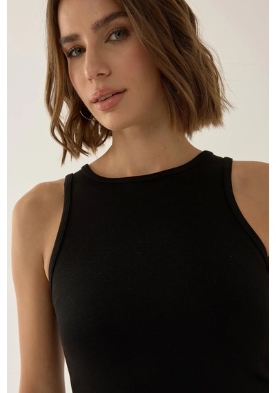 Hiccup Rousey Racer Crop Top Siyah