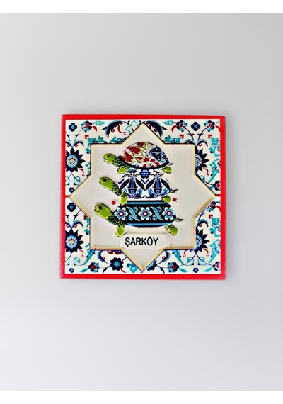 Şarköy Temalı Polyester Kabartmalı Kaplumbağa Desen Magnet 7 X 7 Cm Dekoratif Hediyelik Buzdolabı Süsü Kod:1191