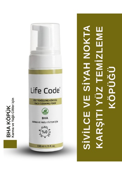 Life Code Yüz Temizleme Köpüğü Bha Karma Ve Yağlı Cilt Tipleri İçin Skın Care 150 Ml