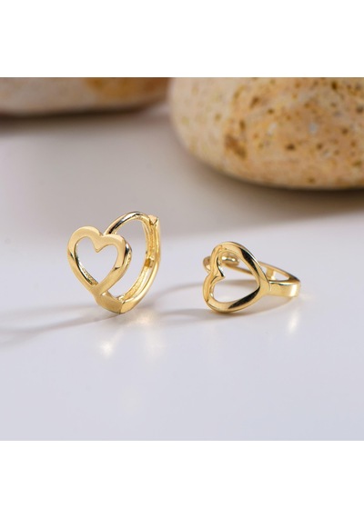 Goldkupe 14 Ayar Minik Kalp Halka Altın Küpe 1,13 Gr-3037
