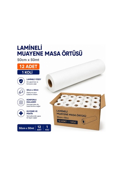 Lamineli Muayene Masa Örtüsü 50cmx50mt 12 Adet 1 Koli