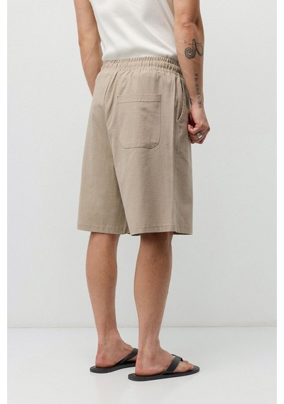 Vamos Basic Oversize Keten Şort Bej