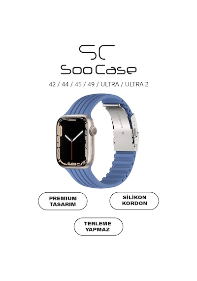 Apple Watch Uyumlu 1/2/3/4/5/6/se/7/8/9seri 42/44/45/49mm Klipsli Kordon Kayış Silikon Mt36