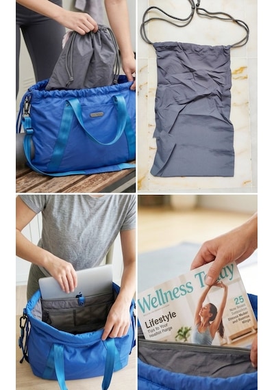 Ful - Yoga - Pilates Mavi Gündelik Laptop Omuz Tote Mat Çantası