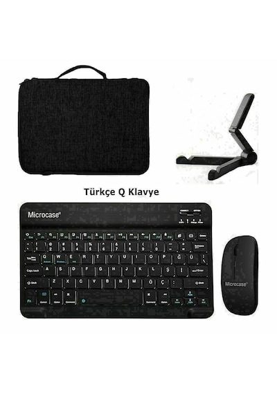 Microcase Apple iPad Air 11 2026 İle Uyumlu Tablet İçin Türkçe Bluetooth Klavye+mouse+tablet Standı-siyah Al8126