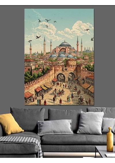 Kalabalık Ayasofya Camii İstanbul Dekoratif Kanvas - Mdf Ahşap Tablo