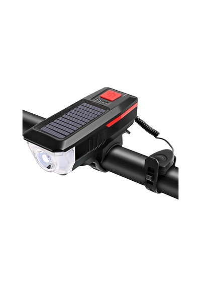 T6 Led Solar Güneş Enerjili Kornalı Powerbankli Su Geçirmez Usb Şarjlı Bisiklet Farı 3 Modlu 001