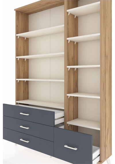 Arges Dolap 9 Raflı 4 Çekmeceli 132x30x195 Çam-aytaşı/antrasit Aytası/antrasıt Arges Dolap 9 Raflı 4 Çekmeceli 132x30x195 Çam-aytaşı/antrasit Aytası/antrasıt
