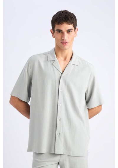 Defacto Relax Fit Polo Yaka Pamuklu Yazlık Kısa Kollu Gömlek D8875ax25smkh514 Haki
