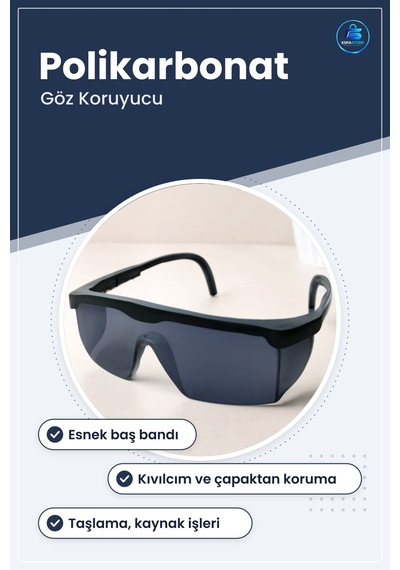 Ayarlı Kaynak Gözlüğü Siyah Polikarbonat Lens İş Güvenliği Göz Ko