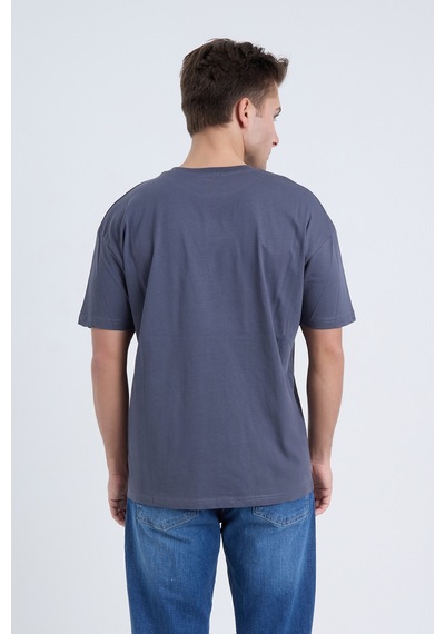 Velvoria Unisex Oversize Handsome Baskılı Antrasit Renk T-shirt