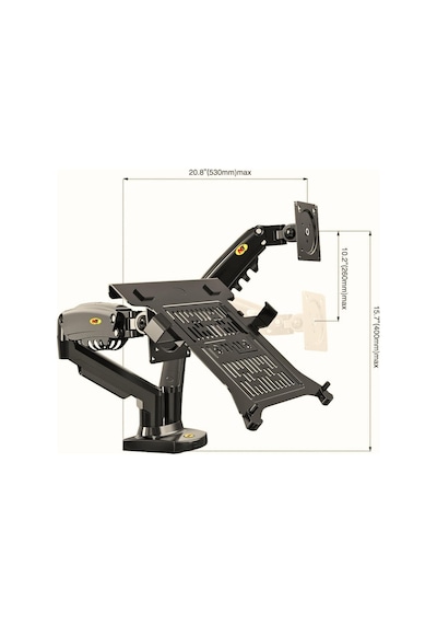 Nb F160+fp Gazlı Çift Kol North Bayou 17-30"monitör 10"-17" Dizüstü Bilgisayar Vesa Monitör Sta Altın