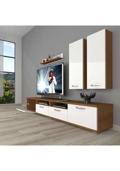 Decoraktiv Eko 5200d Mdf Tv Ünitesi Tv Sehpası - Ceviz Beyaz Ahşap - Beyaz