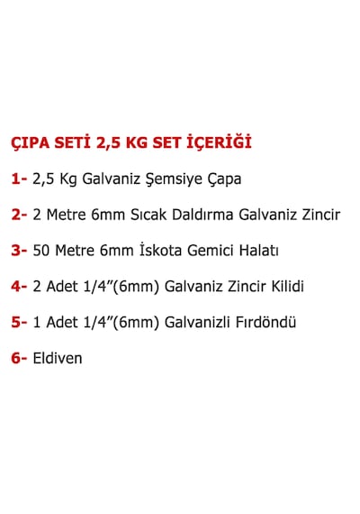 Tekne Ve Şişme Bot İçin Hazır Çapa Seti 2.5kg Şemsiye Çapalı