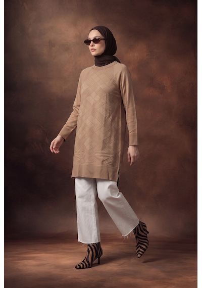 Armine Trend Geometrik Desenli Bisiklet Yaka Uzun Kollu Rahat Kesim Tunik Koyu Taş 26ktd411 Armine Trend Geometrik Desenli Bisiklet Yaka Uzun Kollu Rahat Kesim Tunik Koyu Taş 26ktd411