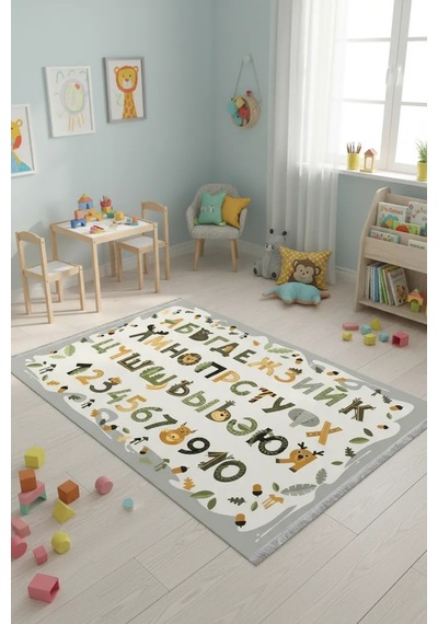 Blghome Alfabe Eğitici Çocuk Odası Halısı Gri