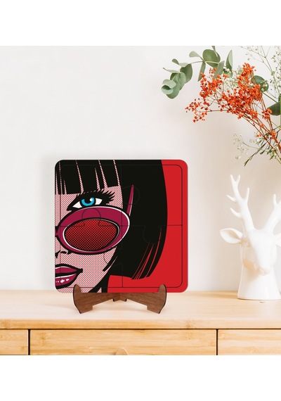 Bk Gift Pop Art Tasarımlı Ahşap Standlı Puzzle Çerçeve-24