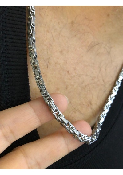 4.5mm Kral Erkek Çelik Beyaz Kolye Işıklı Kutuda Sevgiliye Eşe Babaya Kolye Beyaz